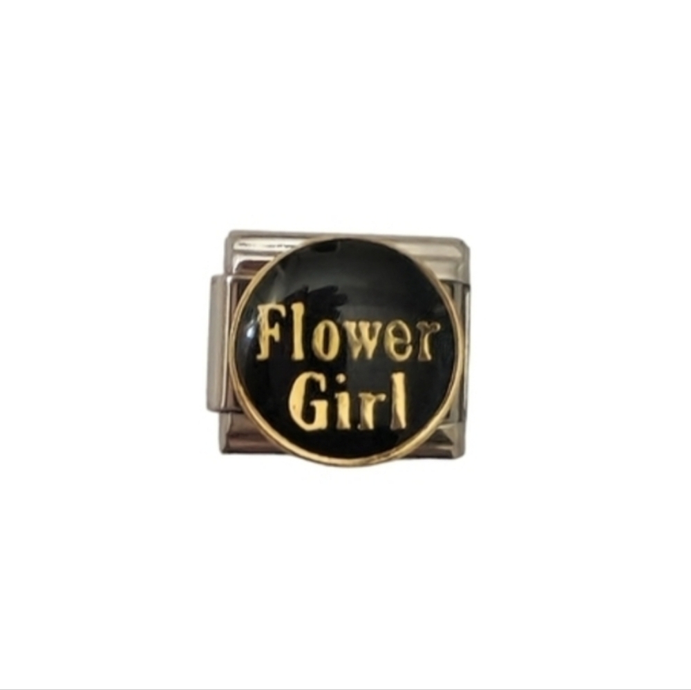 DIY Composable‎ Charmlink Flower Girl for Italian Charm Bracelet Black Gold 9mm